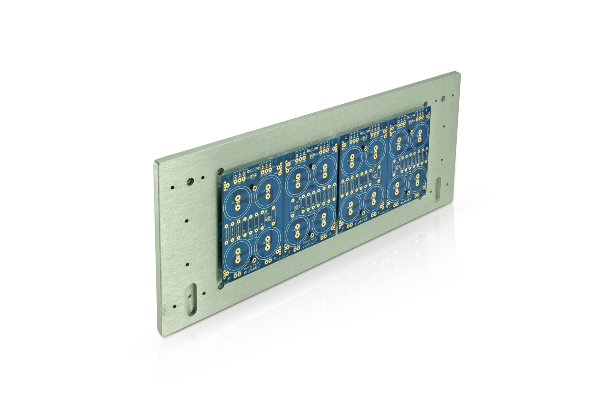 Two snapped cap boards mounted side by side on the faceplate of a 4U Deluxe Chassis. This configuration saves a lot of space on the chassis floor.