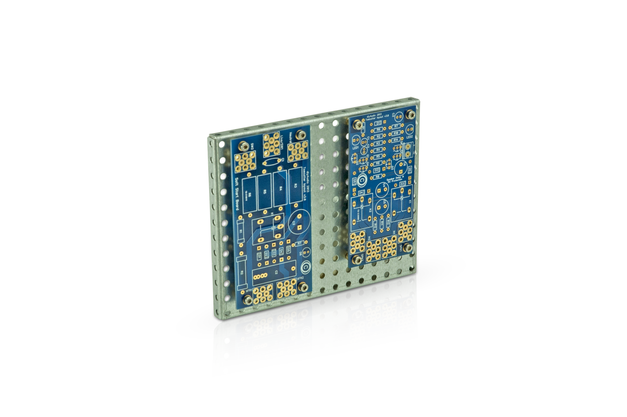 Soft start and Speaker Turn on Delay both mounted to a riser panel