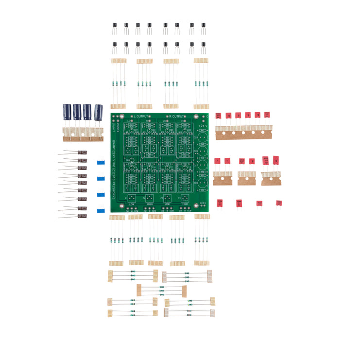 This is the Basic + LX Mini kit. It includes the basic kit plus resistors, trim pots and capacitors with values chosen to precisely give you the crossover required for the LX Mini.