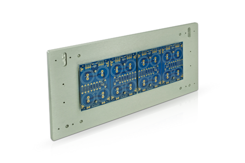 Two cap boards mounted on the faceplate of a 5U Deluxe Chassis