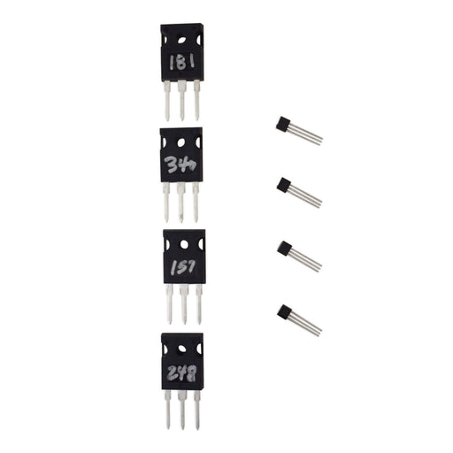 Please note: the numbers on the MOSFETs are ID numbers only, and are not related to their measurements nor their matching